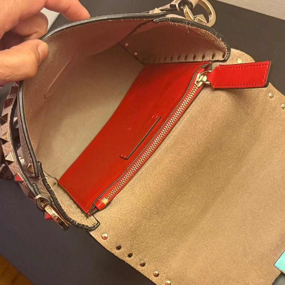 Valentino Garavani Rock Stud Leather Crossbody Bag with Gold Hardware - Picture 10 of 15